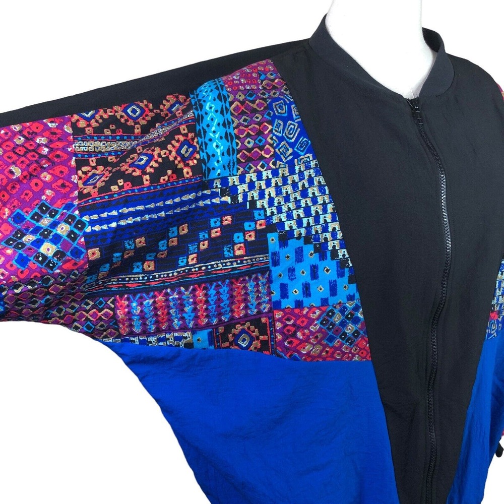 Vintage 70s Jacket Patchwork Look Polyester Dolma… - image 2